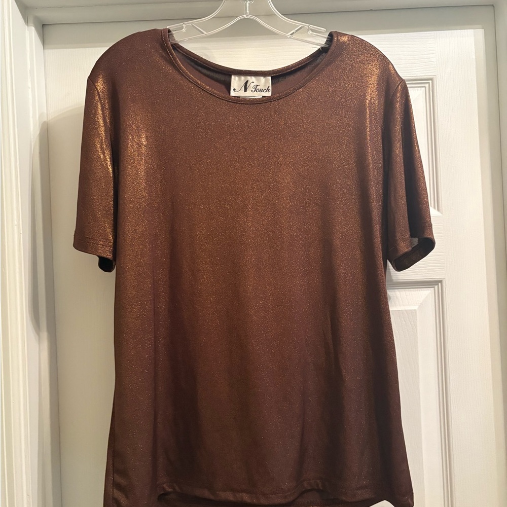 Shimmering Brown Short Sleeve Top